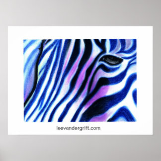 Poster Zebra Blue, leevandergrift.com