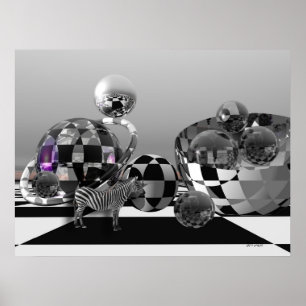 Poster Zebra dans un monde de science-fiction B&W