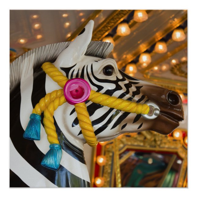 Poster Zebra Horse Merry-Go-Round Carousel Ride (Devant)