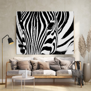 Poster Zebra portrait noir et blanc