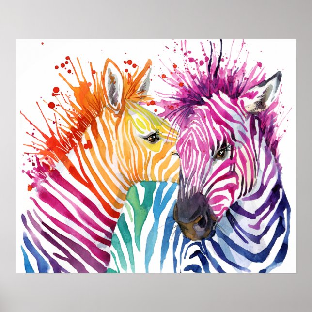 Poster Zebra Rainbow (Devant)