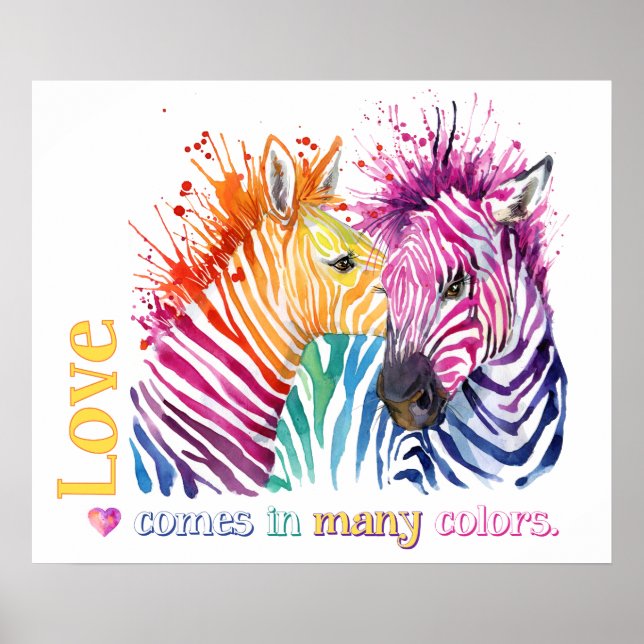 Poster Zebra Rainbow (Devant)