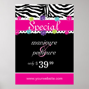 Poster Zebra Salon Spa tendance Pink Daisy Vente de print