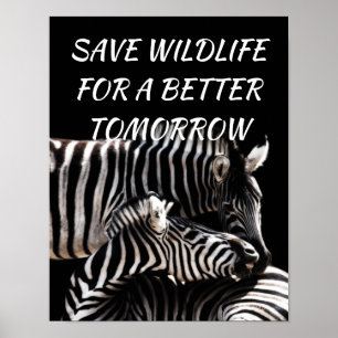 Poster Zebra, sauvez la faune pour un avenir meilleur