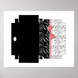 Poster Zebra skin black white tiger leather stripes pink