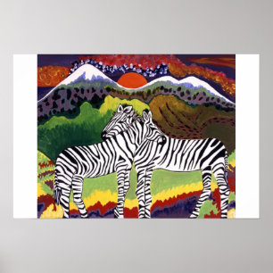 Poster ZEBRA SUNSET, Collection africaine