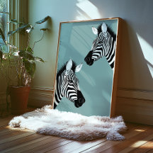 Zebra sur l'affiche bleue