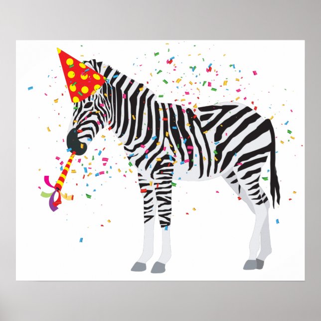 Poster Zèbre - Animaux ayant une fête (Devant)