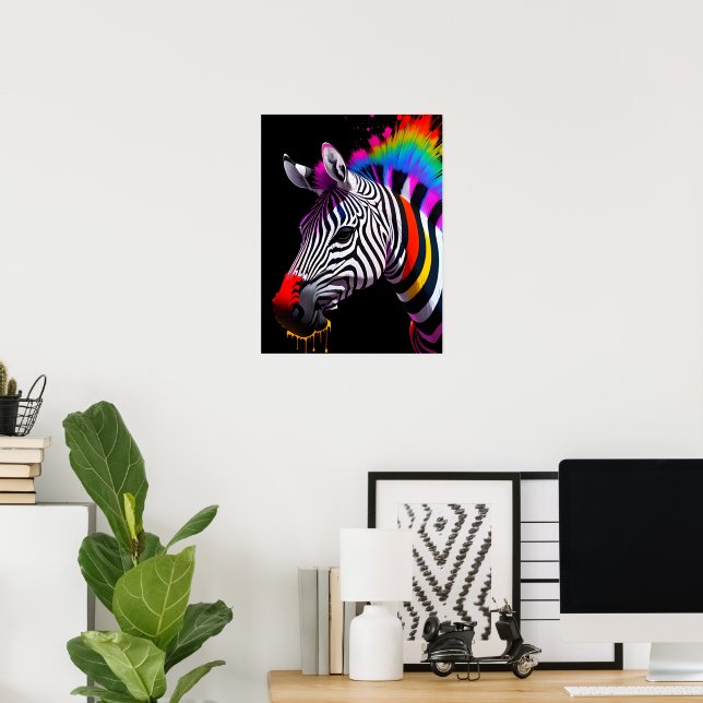 Poster Zèbre coloré (Bureau à domicile)