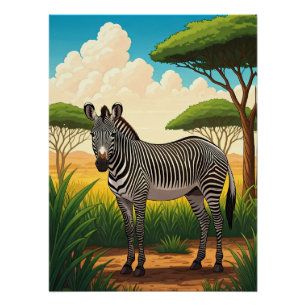 Poster Zèbre dans la savane africaine