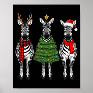 Poster Zèbre de Noël rétro Santa Safari Animal renne