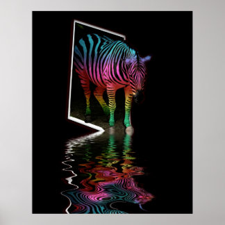 Poster Zèbre inondation peinte quatre