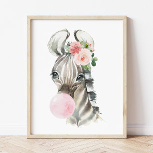 Poster Zèbre, Jungle, Bubble Gum Rose, Chambre de Fille