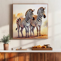 Zèbres en Safari Serene African Wildlife Art