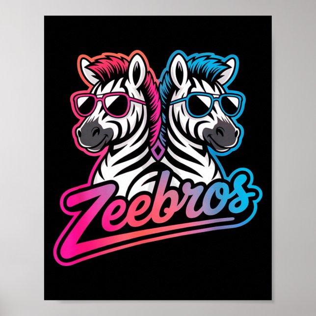 Poster Zeebros Cute Zebra Duo Design For Zebros Lovers  (Devant)