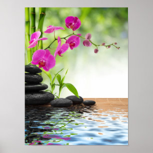 Poster zen, paix, orchidée rose, belle, spa, guérison, yo