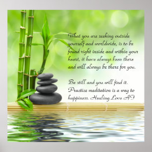 Poster Zen, sérénité, médiation, yoga, paix, bonheur, rep