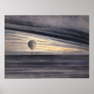 Poster Zénith du ballon à air chaud au lever du soleil ou