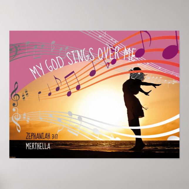 Poster Zephanie 3:17 MON DIEU CHANTE SUR MOI Personnalisé (Devant)