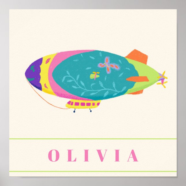 Poster 'Zeppelin' de la série 'Dream To Fly' - Set de 3 (Devant)