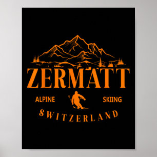 Poster Zermatt Alpes suisses Ski alpin Suisse Mont