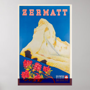 Poster Zermatt Alpes suisses Suisse Suisse Ski vintage