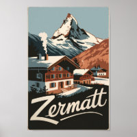 Zermatt Suisse Travel Art Vintage