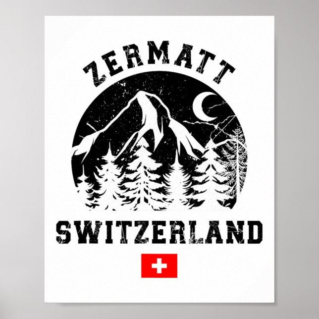 Poster Zermatt Switzerland Ski Resort Alps Alpine Skiing  (Devant)