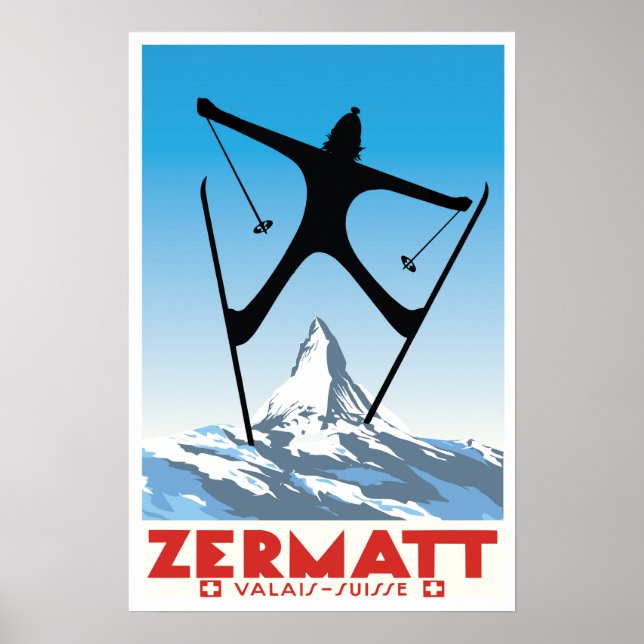 Poster Zermatt, Valais, Suisse, Ski (Devant)