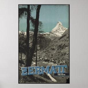Poster Zermatt Vintage voyage et Imprimés rétros