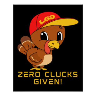 Poster ZERO CLUCKS DONNÉ drôle d'action de grâce