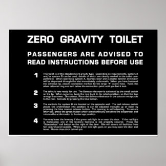 Poster Zéro Gravity Toilet texte blanc