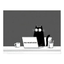 Zero Meowtivation Cat – Funny Lazy Work Cartoon