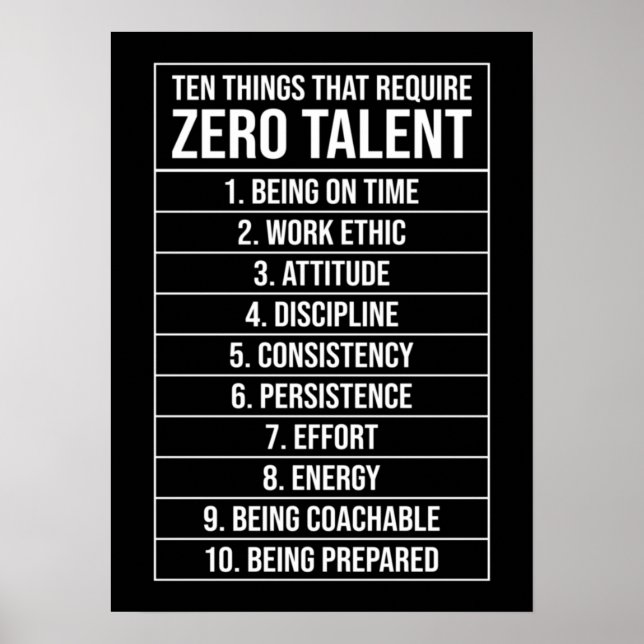 Poster Zéro Talent requis - Motivation du succès (Devant)