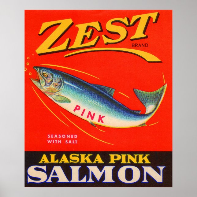 Poster Zest rose saumon des années 1930 étiquette (Devant)