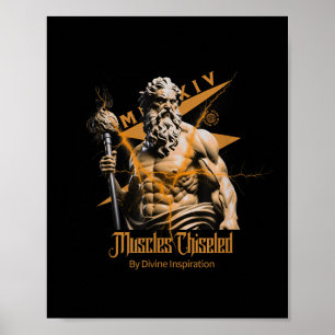 Poster Zeus Dieux Grecs Tonnerre Mythologie Gym Fitness M