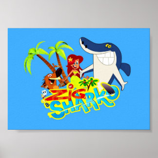 Poster Zig et sharko dessin animé exotique parti