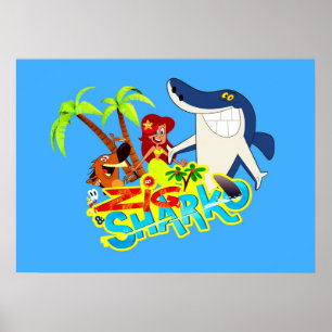 Poster Zig et sharko dessin animé fête exotique