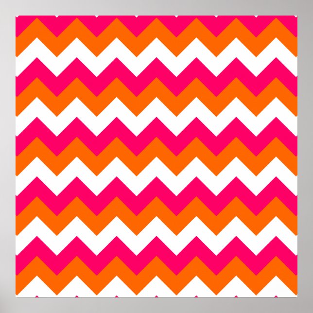 Poster Zigzag blanc orange rose (Devant)