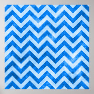 Poster Zigzag Grunge Bleu