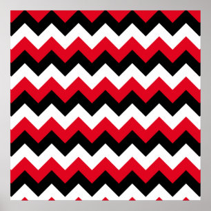 Poster Zigzag noir et blanc rouge