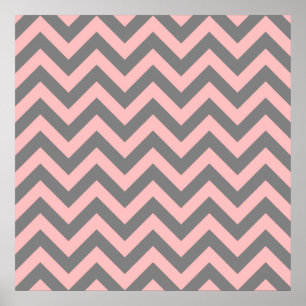 Poster Zigzag rose et gris