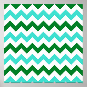 Poster Zigzag Turquoise et Vert