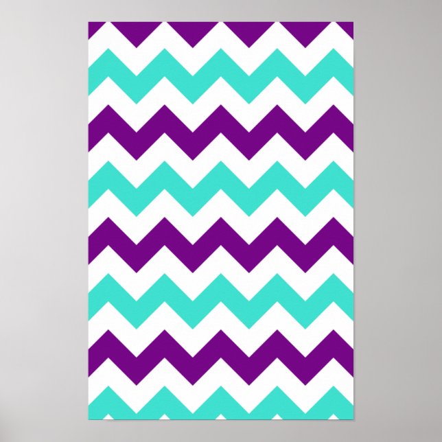 Poster Zigzag turquoise et violette (Devant)