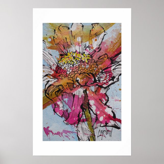 Poster Zinnia déclinant 001 / Artiste Larry Lerew (Devant)