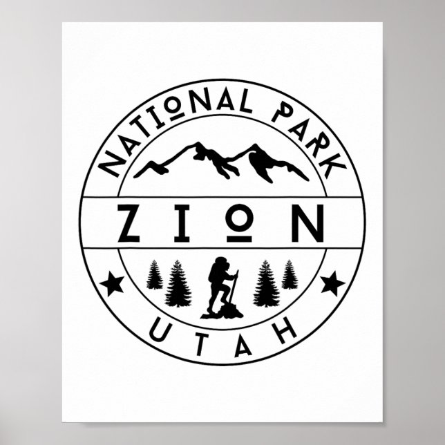 Poster Zion National Park Utah Hiker Nature Hiking Outdoo (Devant)