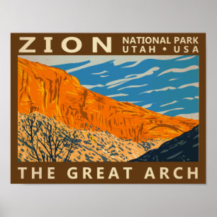 Poster Zion National Park Utah The Great Arch 2 Vintage