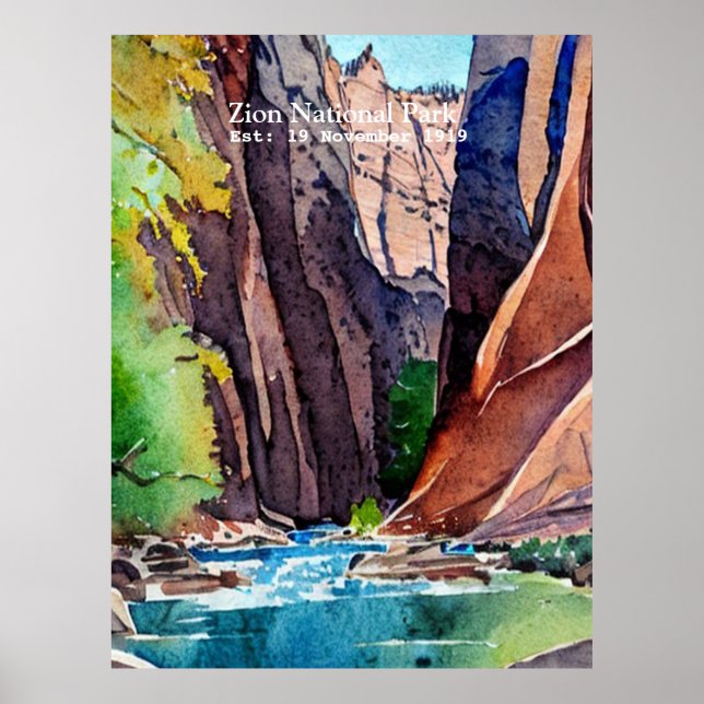 Poster Zion National Park Utah The Narrows par couleur d' (Devant)