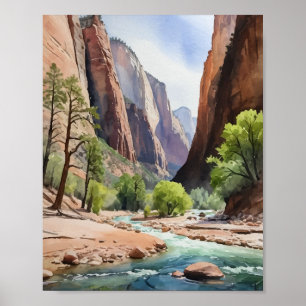Poster Zion National Park Utah Watercolor