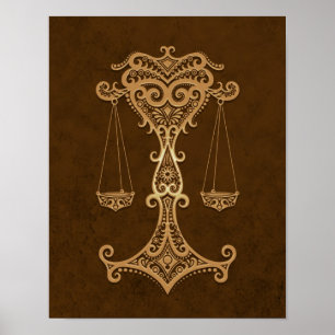 Poster Zodiac de bibliothèque Brown complexe